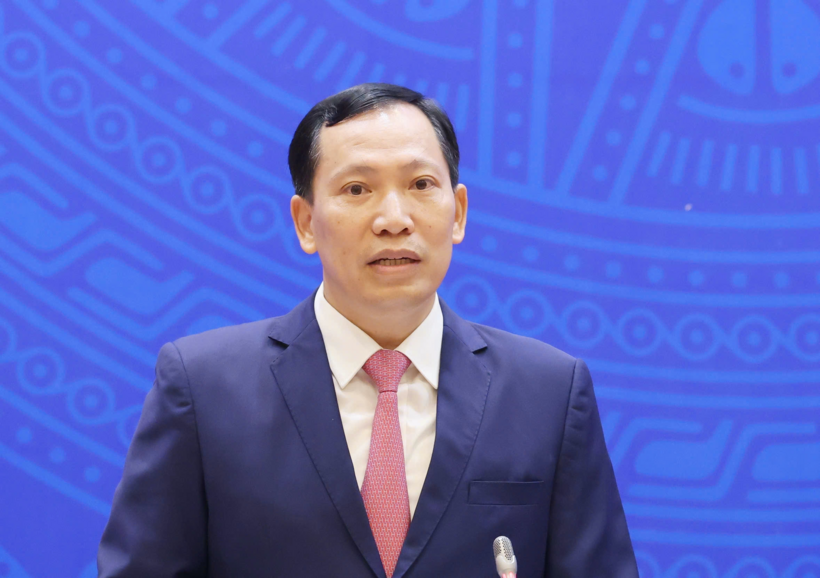 Thượng tướng Lê Văn Tuyến - Thứ trưởng Bộ Công an tại họp báo.