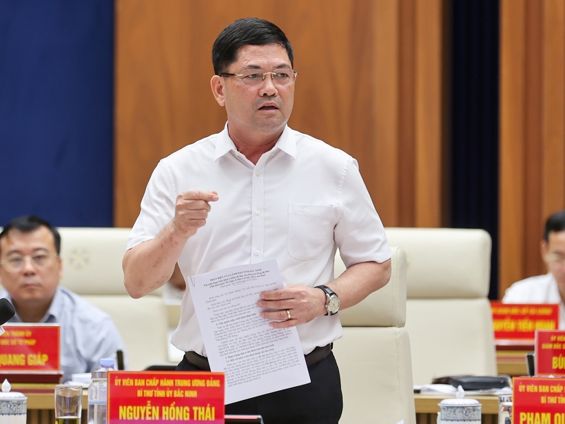 Bí thư Tỉnh ủy Bắc Ninh Nguyễn Hồng Thái phát biểu - Ảnh: VGP/Nhật Bắc