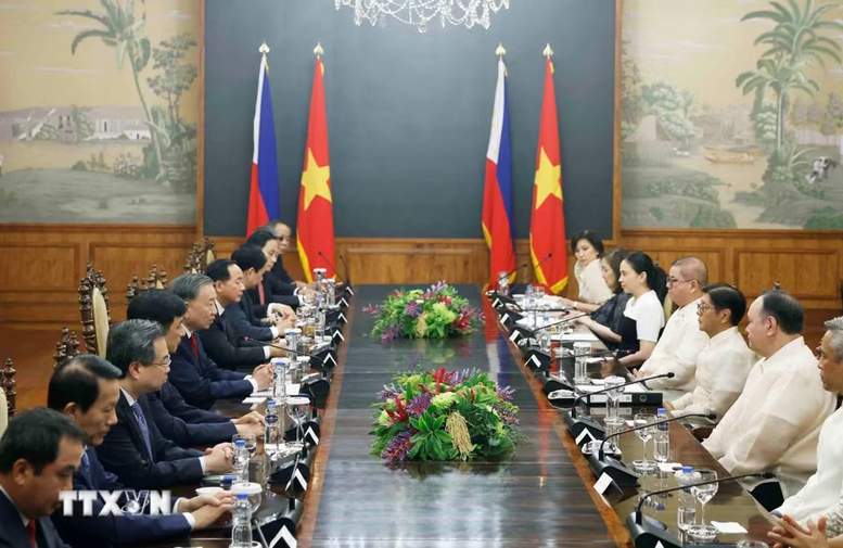 Tổng Bí thư, Chủ tịch nước Tô Lâm và Tổng thống Philippines Ferdinand Romualdez Marcos Jr. hội đàm cấp Nhà nước - Ảnh: TTXVN