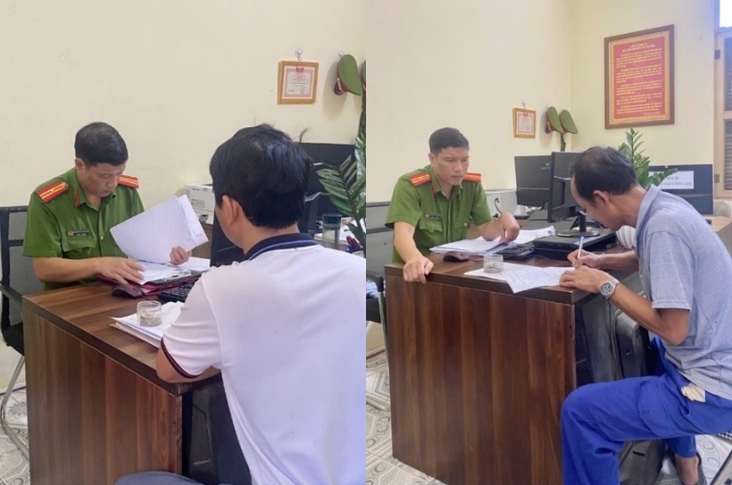 Cơ quan Công an làm việc với các đối tượng đánh bạc. Ảnh: Công an tỉnh Hưng Yên