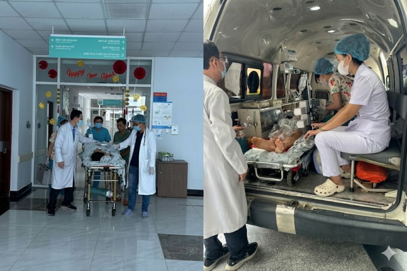 Bệnh nhân được chuyển tới bệnh viện. Ảnh: VietNamnet