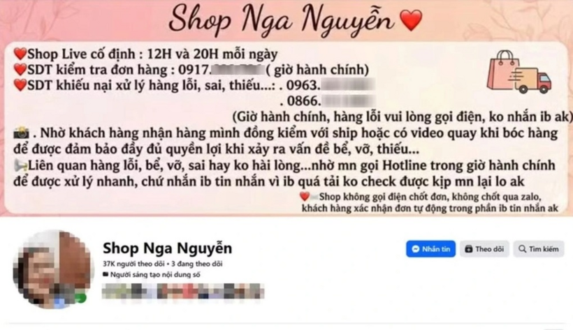 Nga sử dụng nhiều tài khoản trên mạng xã hội để kinh doanh, bán hàng trực tuyến qua hoạt động livestream. Ảnh: Dân Trí