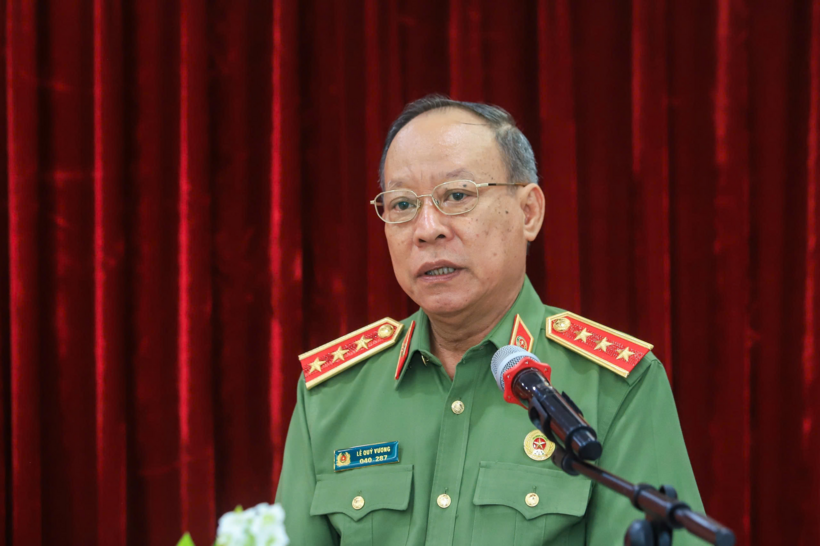 Thượng tướng Lê Quý Vương - Chủ tịch Hội Cựu Công an nhân dân Việt Nam phát biểu tại buổi lễ.