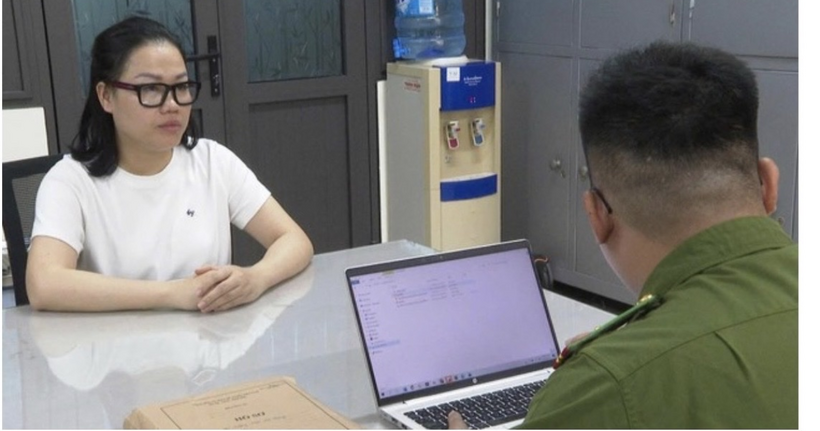 Đối tượng Mai Hà Trang tại Cơ quan Công an.