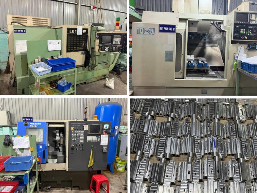 Máy móc hiện đại và tang vật ở xưởng cơ khí của đối &nbsp;tượng Võ Thành Tài. (Ảnh: Công an tỉnh Hà Tĩnh)