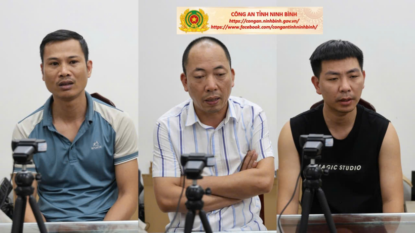 Các đối tượng Lê Văn Mão, Ngô Văn Lực và Lâm Văn Tuấn (từ trái sang phải). Ảnh: Công an tỉnh Ninh Bình