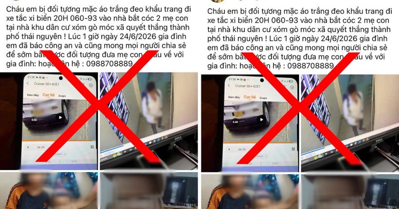 Công an bác tin đồn bắt cóc hai mẹ con ở Thái Nguyên. (Ảnh: Công an tỉnh Thái Nguyên)