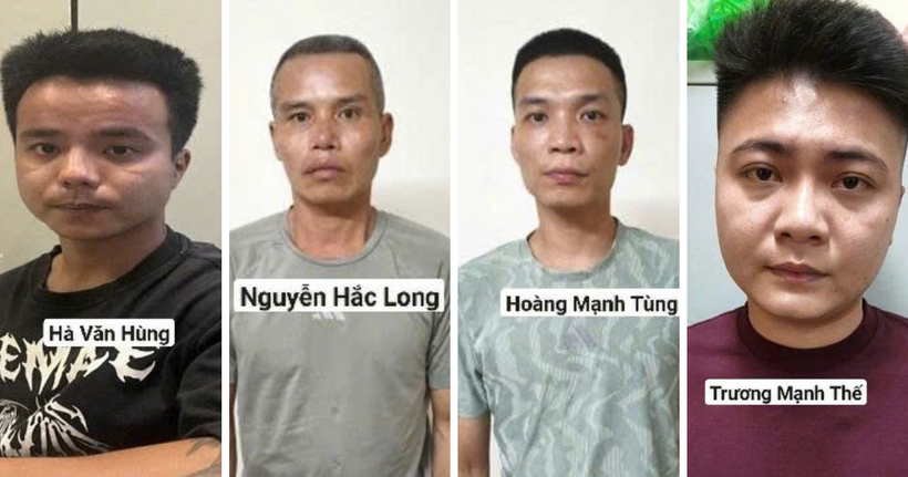 Các đối tượng tại cơ quan công an. (Ảnh: Công an Hà Nội)