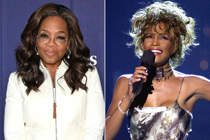 Whitney Houston (phải) và nữ MC huyền thoại Oprah Winfrey.