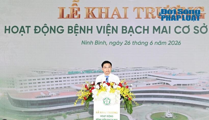 Phó Thủ tướng Chính phủ Nguyễn Văn Thắng tại lễ khai trương hoạt động Bệnh viện Bạch Mai cơ sở Ninh Bình sáng 26/6.