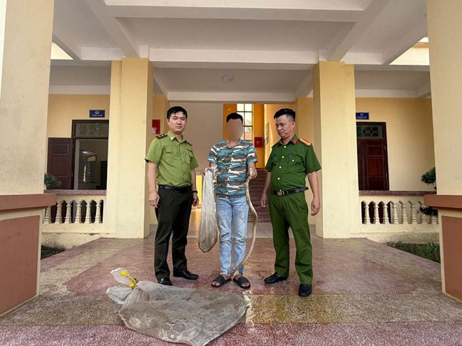 Lực lượng chức năng kiểm tra, phát hiện vụ nuôi nhốt động vật hoang dã trái phép. Ảnh: Công an Ninh Bình