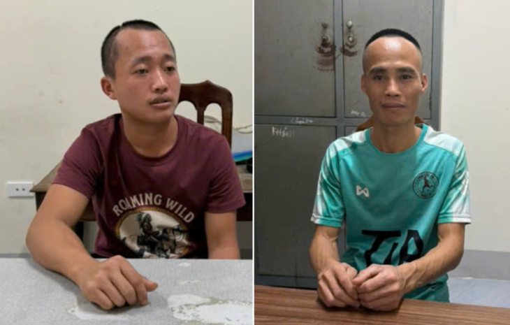 Hai bị can Ánh và Đại tại cơ quan công an. Ảnh: Công an tỉnh Nghệ An