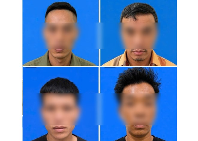 Các đối tượng Đông, Nam, Chính, Thực (từ trái sang, từ trên xuống). Ảnh: Công an Quảng Ninh