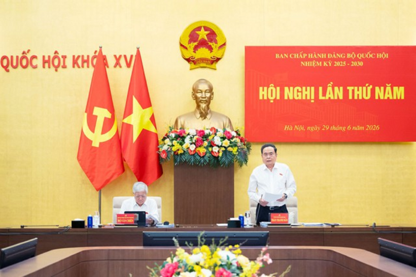 Bí thư Đảng ủy Quốc hội, Chủ tịch Quốc hội Trần Thanh Mẫn chủ trì Hội nghị (Ảnh: Phạm Thắng).