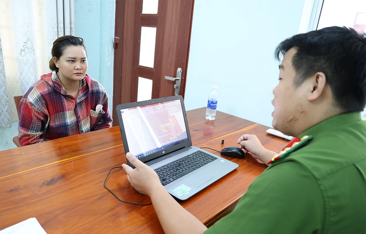 Đối tượng Phương tại cơ quan công an. (Ảnh: Công an tỉnh An Giang)