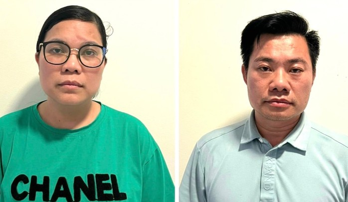 Hai bị can Nguyễn Thị Khuyên và Văn Đình Toàn. (Ảnh: Công an TP.Hà Nội)