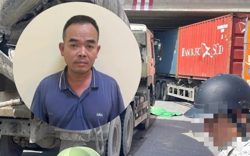 Tài xế Đinh Văn Long và chiếc xe bồn liên quan vụ án. Ảnh: Báo Xây dựng.
