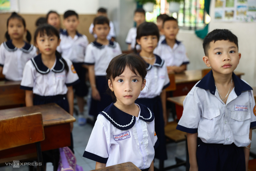 Học sinh trường tiểu học Bùi Văn Mới, TP HCM, tháng 9/2025. Ảnh minh họa:&nbsp;Quỳnh Trần