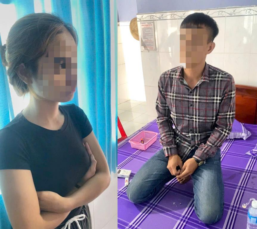 Hiện trường vụ tổ chức sử dụng trái phép chất ma túy. (Ảnh: Công an xã Thiện Hưng