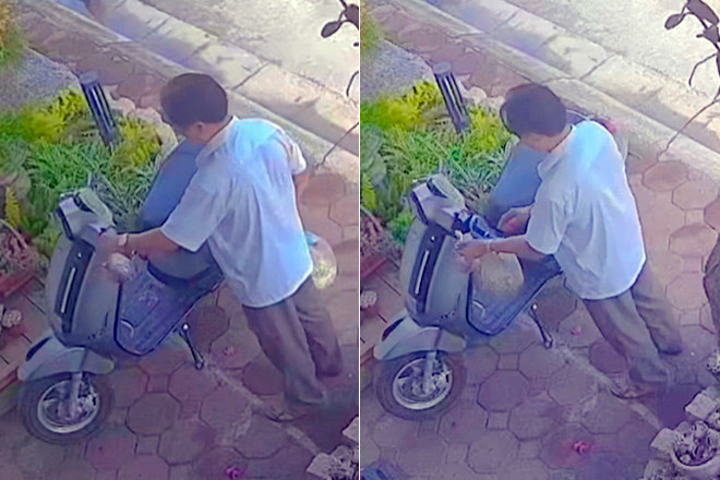 Xúc động khoảnh khắc bố chồng cũ lặng lẽ gửi đồ ăn cho con dâu và các cháu tại Hưng Yên. Nguồn ảnh: VietNamnet