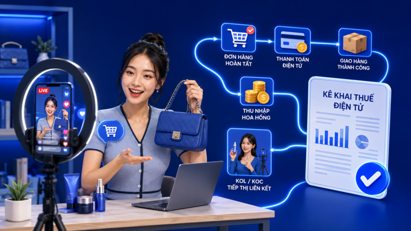Thu nhập từ livestream bán hàng, quảng cáo và tiếp thị liên kết phải được tổng hợp để xác định nghĩa vụ thuế. Ảnh đăng trên báo Văn hóa.