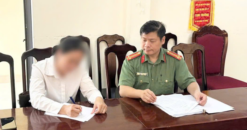 H.T.G tại cơ quan công an. (Ảnh: Công an Tuyên Quang)