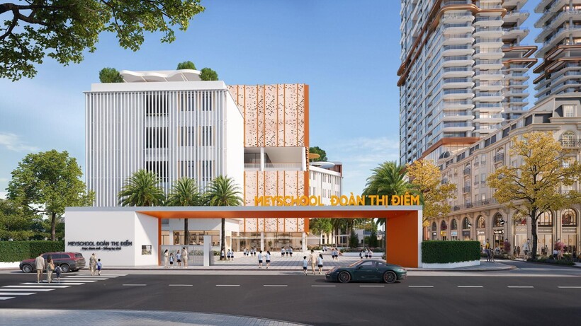 Trường Meyschool Đoàn Thị Điểm ngay nội khu, thuận tiện cho con học tập và cha mẹ đưa đón (ảnh: Meygroup)