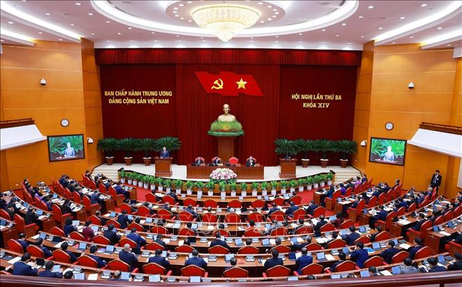Khai mạc Hội nghị lần thứ ba Ban Chấp hành Trung ương Đảng khoá XIV. Ảnh: Dương Giang/ TTXVN