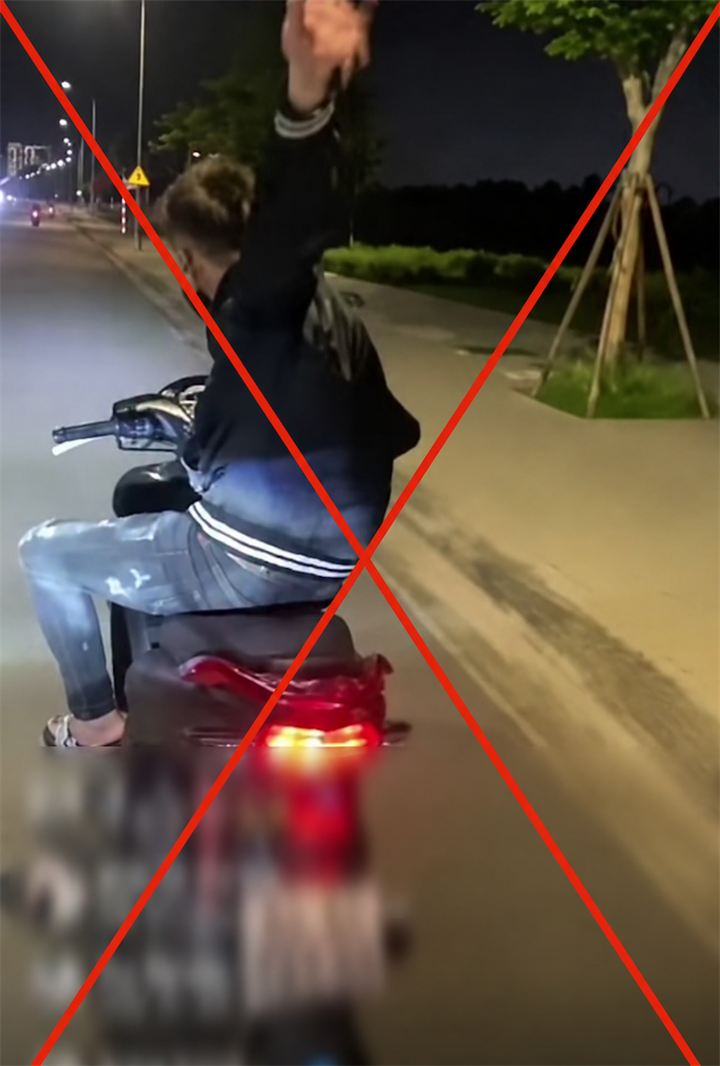 Hình ảnh N.T.Đ. điều khiển xe mô tô có dấu hiệu vi phạm trật tự, an toàn giao thông, kèm những lời lẽ mang tính thách thức lực lượng chức năng được đăng tải trên mạng xã hội. Ảnh: Cục CSGT