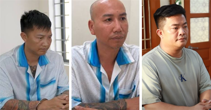 Các bị can Bùi Xuân Huấn (Huấn Hoa Hồng), Lê Văn Phú (Phú Lê), Vũ Hoàng Hải (Hải Sapa). (Ảnh: CACC)