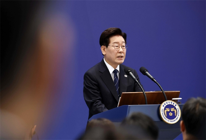 Tổng thống Hàn Quốc Lee Jae Myung trong cuộc họp báo tại Nhà Xanh (Cheong Wa Dae) ở Seoul, 18/9/2026. Ảnh: Maeil Business