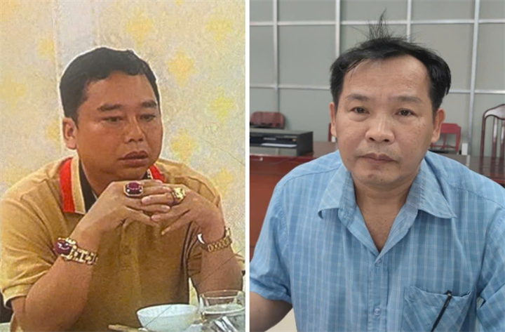 Từ trái qua phải, bị can Thái Huy Phong và bị can Trần Nhật Trường. Ảnh: Trang thông tin điện tử Công an tỉnh An Giang