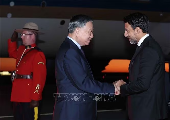 Tổng Bí thư, Chủ tịch nước Tô Lâm đến thủ đô Ottawa, bắt đầu chuyến thăm cấp Nhà nước tới Canada. Ảnh: Thống Nhất/TTXVN