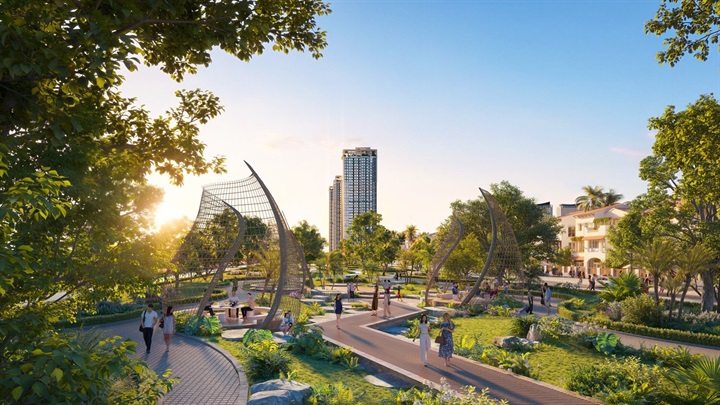Blanca City dành 21,4 ha công viên kiến tạo cấu trúc đô thị “xanh trên từng bước chân”. Nguồn ảnh Sun Group