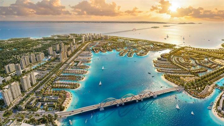 Biển hồ Lagoon quy mô 800 ha trong quy hoạch Vinhomes Green Paradise, bổ sung không gian mặt nước cho đời sống nghỉ dưỡng của đô thị biển. Nguồn ảnh Vingroup