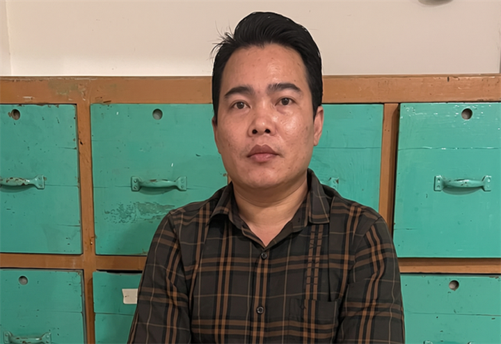Nguyễn Thành Trung tại cơ quan công an. Ảnh: Thanh Niên