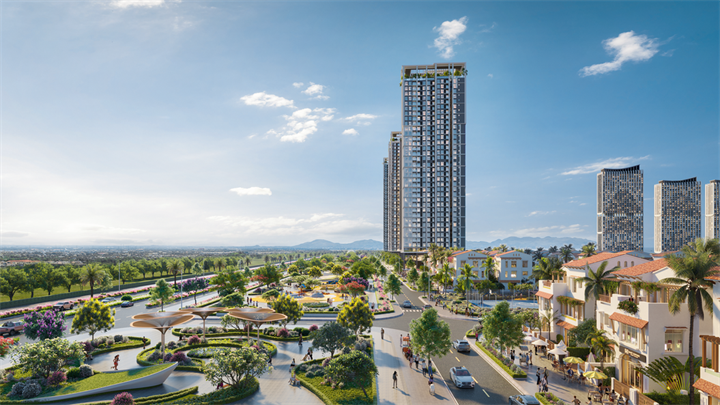 Căn hộ Beachtro Tower kế thừa vị trí đắc địa trên đại lộ 3 tháng 2. Ảnh phối cảnh: Sun Property