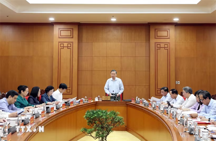 Tổng Bí thư, Chủ tịch nước Tô Lâm phát biểu chỉ đạo tại buổi làm việc về phát triển thể dục thể thao trong giai đoạn mới. (Ảnh: Thống Nhất/TTXVN)