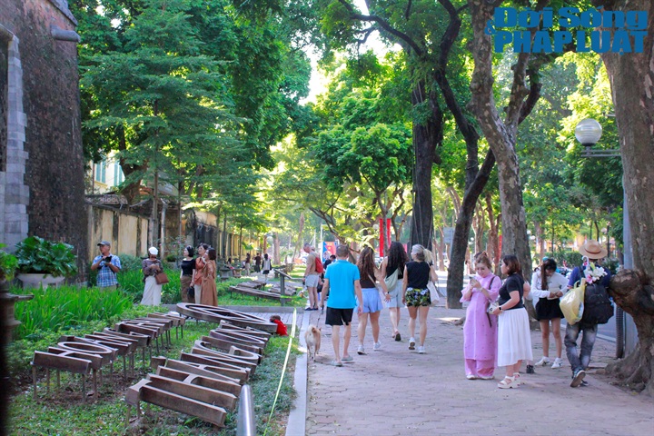 Được mệnh danh là một trong những cung đường lãng mạn nhất Hà Nội, phố Phan Đình Phùng những ngày này luôn tấp nập người dân và du khách tìm đến thưởng ngoạn, lưu lại những khung hình kỷ niệm mỗi độ thu sang. (Ảnh: Khánh Phương)