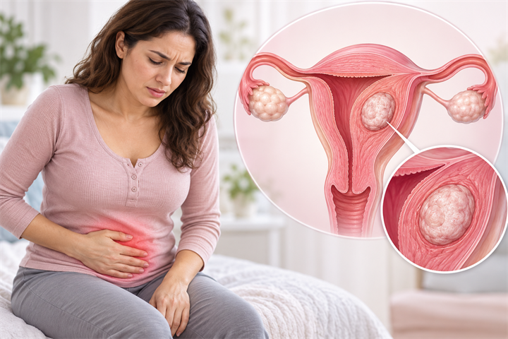 Nhân xơ trong thành tử cung khi lớn dần có thể gây đau bụng dưới và cảm giác tức nặng vùng chậu.
