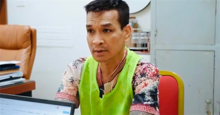 Nguyễn Quốc Hưng tại cơ quan công an. (Ảnh: H.C)