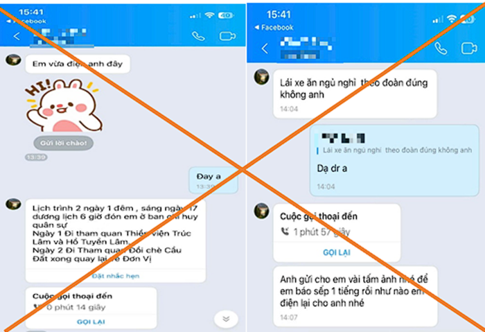 Tin nhắn đối tượng trao đổi với người dân nhằm tạo lòng tin. Ảnh: Công an tỉnh Đắk Lắk