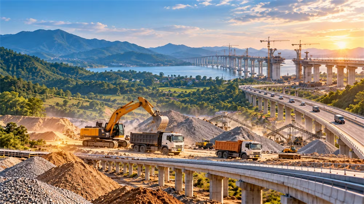 Trước 25/10, báo cáo Thủ tướng việc điều phối vật liệu xây dựng giữa các tỉnh, thành phố phục vụ các công trình trọng điểm quốc gia. (Ảnh minh họa tạo bằng AI)/ Theo báo nhân dân.