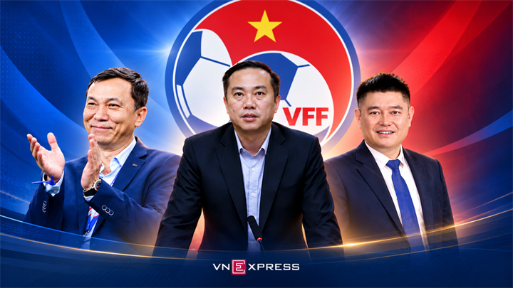 Ông Trần Quốc Tuấn, Nguyễn Xuân Vũ, Nguyễn Đức Thụy (từ trái sang) được đề cử Chủ tịch VFF khóa 10 nhiệm kỳ 2027-2031. Đồ họa: Hiếu Lương (AI hỗ trợ)/ Theo VnExpress.