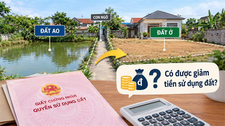 Chuyển đất ao sang đất ở, có được giảm tiền sử dụng đất? (Ảnh: AI)