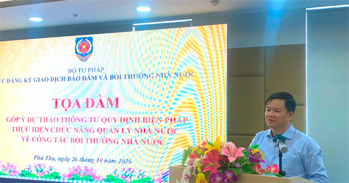 Ông Nguyễn Ngọc Vũ, Phó Cục trưởng Cục Đăng ký giao dịch bảo đảm và Bồi thường nhà nước. (Ảnh: Thu Thảo)