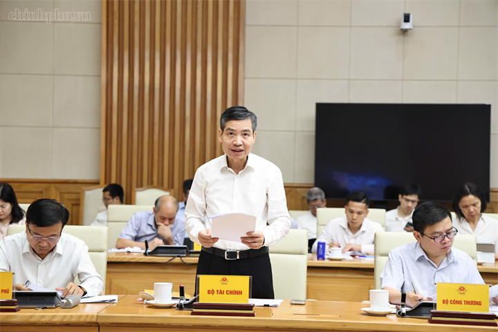 Thứ trưởng Bộ Tài chính Tạ Anh Tuấn báo cáo tại cuộc làm việc - Ảnh: chinhphu.vn/Thu Giang