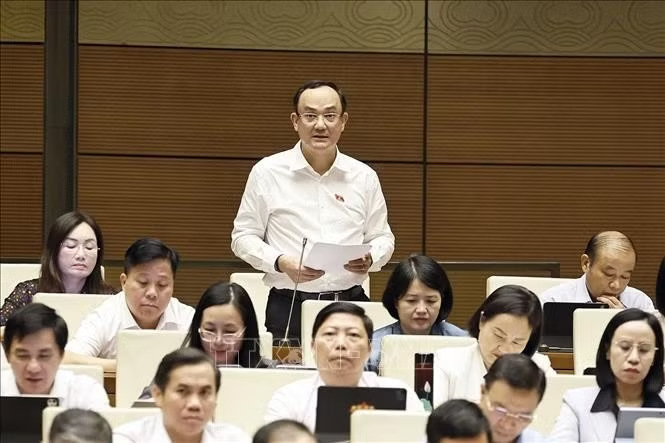 Đại biểu Quốc hội thành phố Hải Phòng Nguyễn Ngọc Sơn phát biểu tại Quốc hội. Ảnh: Doãn Tấn/TTXVN
