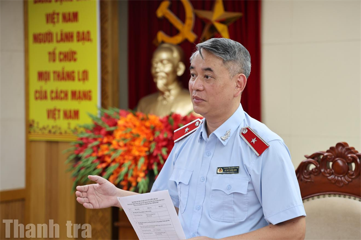 Ông Lê Vũ Tuấn Anh, Cục trưởng Cục VIII, Thanh tra Chính phủ phát biểu tại hội nghị. Ảnh: Trọng Tài. Ảnh: Thanh tra Chính phủ.