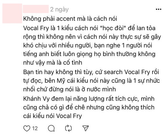 Bị chê cách phát âm tiếng Anh kiểu học đòi, giọng kịch hóa nghe rất khó chịu, Khánh Vy phản ứng ra sao? - Ảnh 3. Bị chê cách phát âm tiếng Anh kiểu học đòi, giọng kịch hóa nghe rất khó chịu, Khánh Vy phản ứng ra sao? - Ảnh 3.